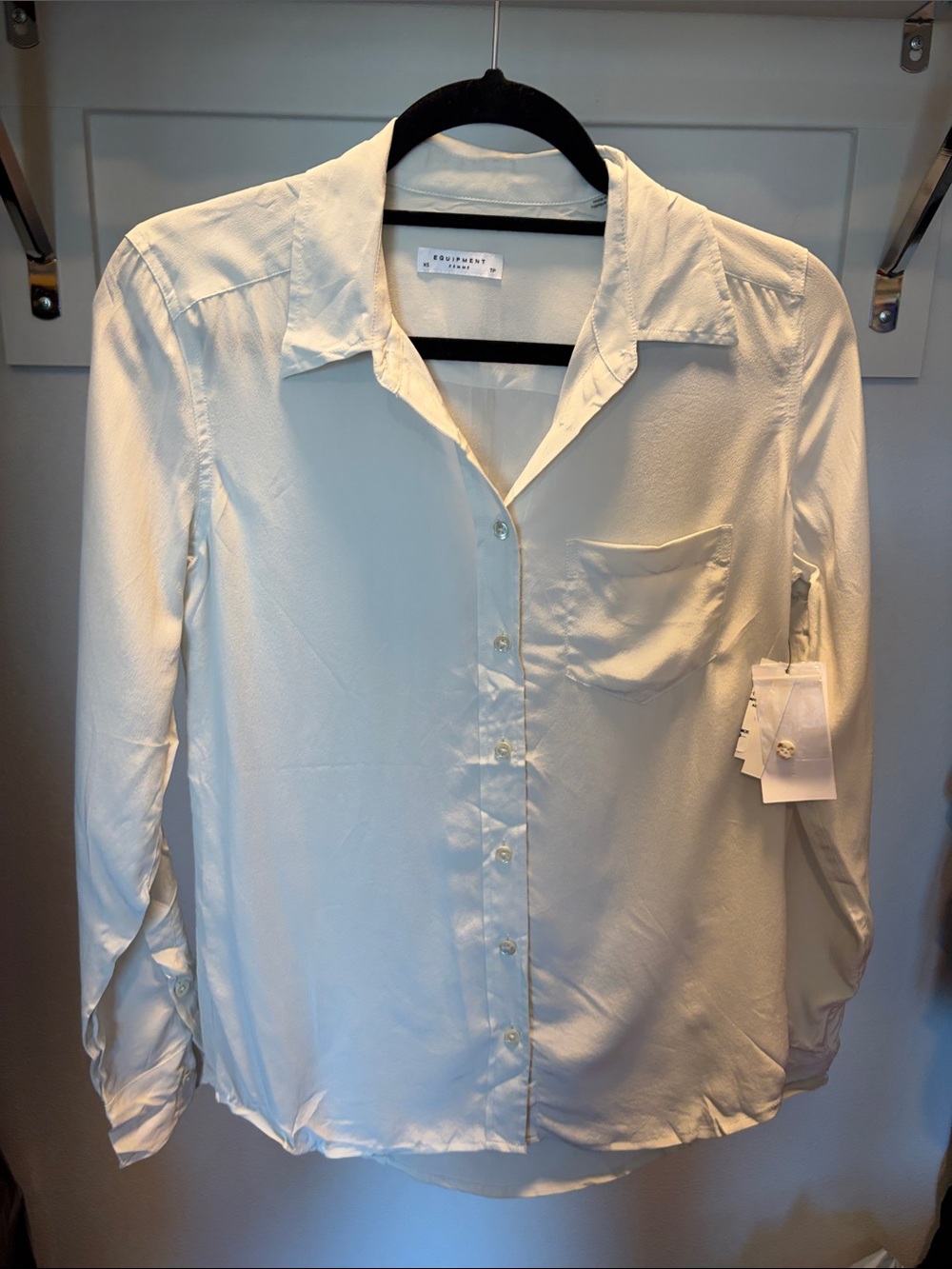 Equipment Ivory Silk Button-Down Blouse